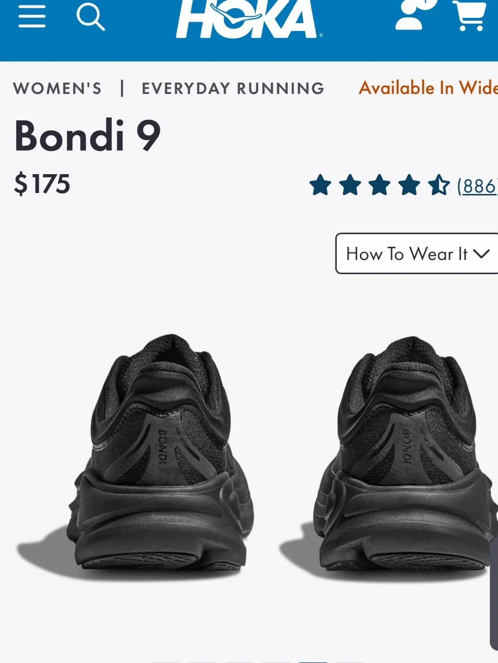 Hoka Bondi 9 Women's Running Shoe — Black